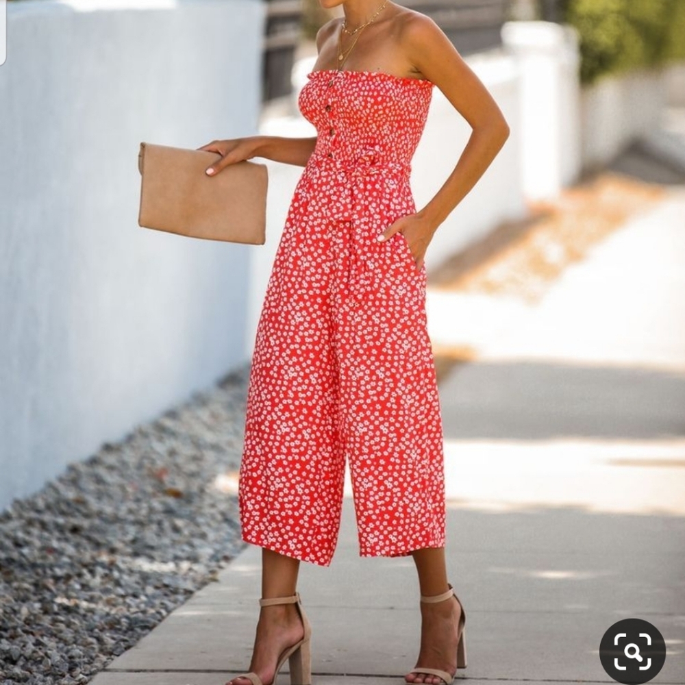 Kinsey Smocked Jumpsuit with Pockets
